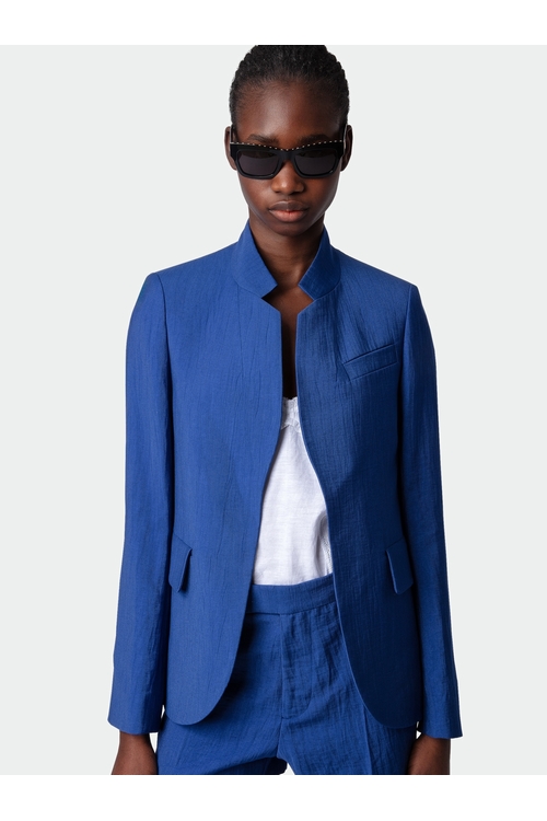 Blue linen blazer outlet womens